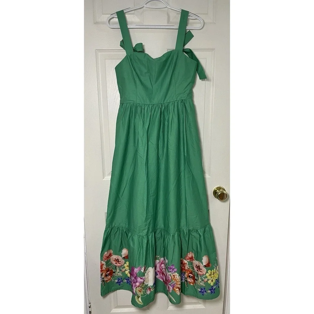 Women's Floral Midi Dress Size S Tie Strap Smocked Back Feminine Spring Resort